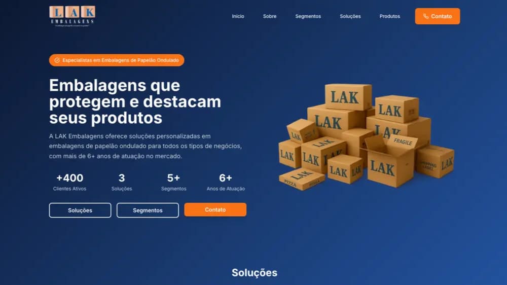 LAK Embalagens redesigned site — modern, fast, lead-focused