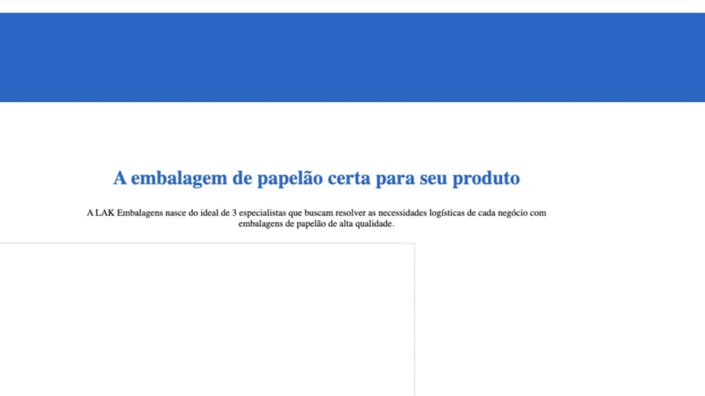 LAK Embalagens legacy site — slow, outdated layout