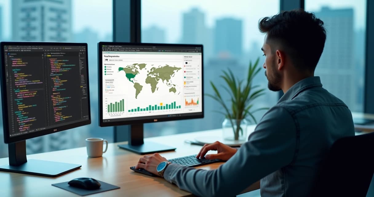 Freelance software developer comparing project rates on a laptop dashboard