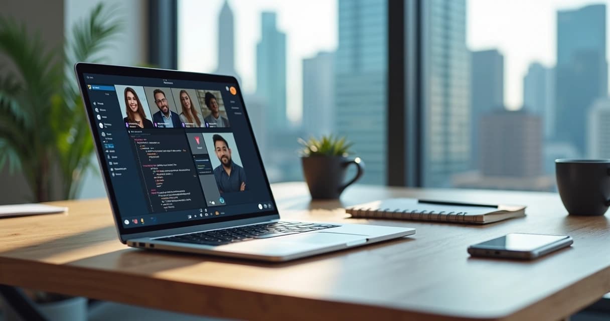 Freelance Laravel developer presenting web architecture to a US business team