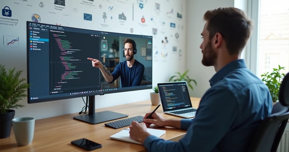 Client collaborating remotely with a freelance Laravel developer on a web project